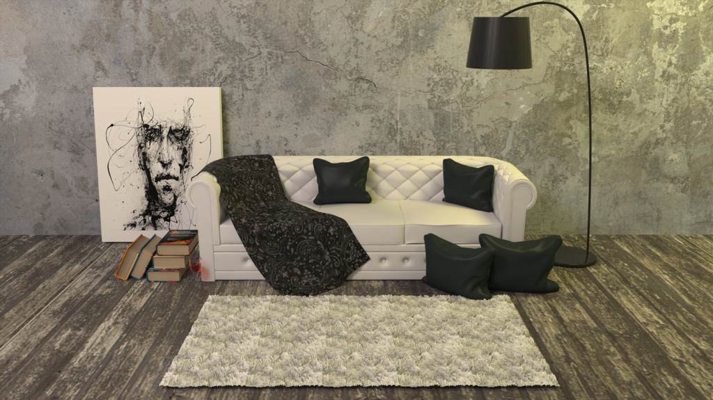 szara sofa do brązowych mebli